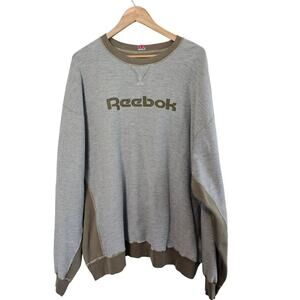 Vintage Reebok Sweatshirt Mens 3X Tan Gray Streetwear 90s Retro Skater Relaxed